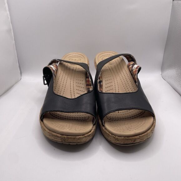 Crocs A-Leigh Wedge Cork Sandal Women's Size 10 Preppy Heel Summer Business - Picture 2 of 8